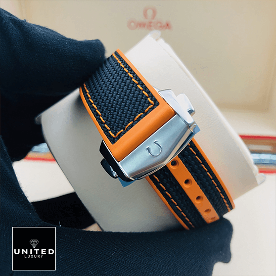 Omega Seamaster Planet Ocean 215.32.44.21.01.001 Perfect Clone Quality omega seamaster planet ocean 215.32.44.21.01.001 man bracelet Omega Seamaster Planet Ocean Orange Blue Rubber Bracelet Replica in the box