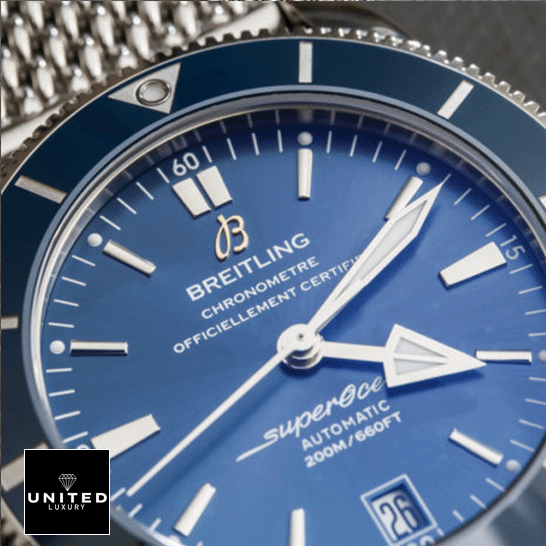 Breitling Superocane Blue Dial Replica close analog view