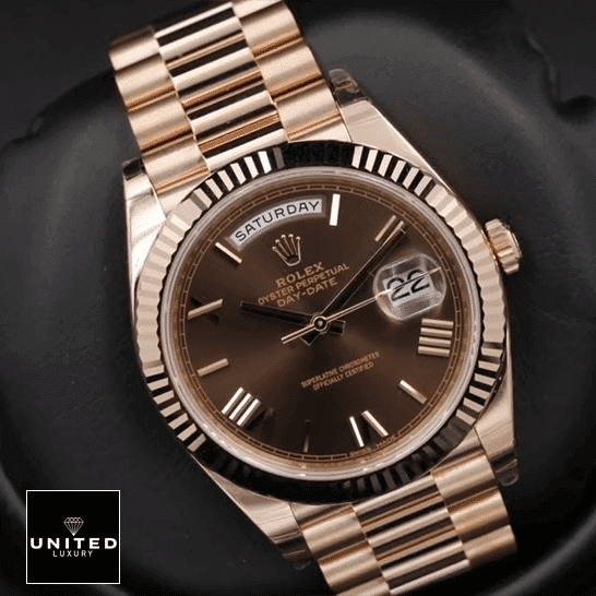 Rolex Day-Date 118139 Rolex Day-Date 40 228235-0002 AR Stainless Steel With Rose Gold Chocolate Roman Dial Replica
