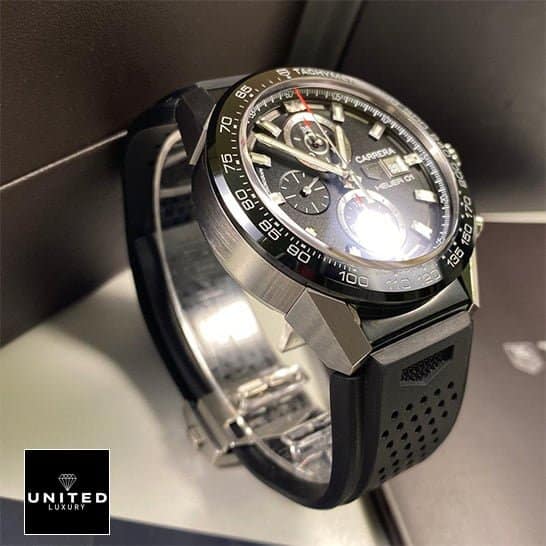 TAG Heuer Carrera Chronograph CBN2A1B.BA0643 Tag Carrera Black Rubber Replica Stainless Steel Case out of the box