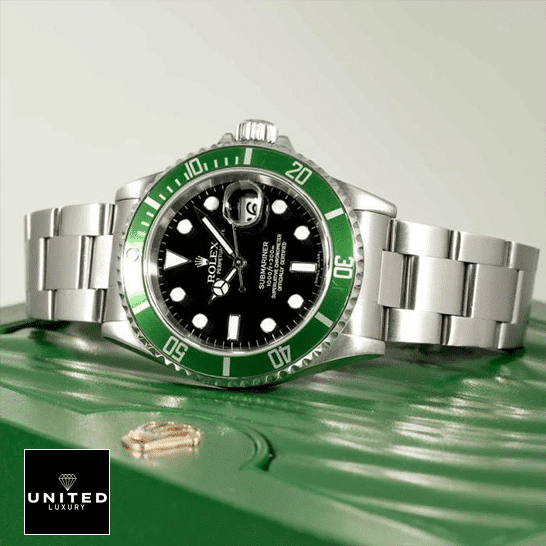 Rolex Submariner Date Kermit Black Dial 16610LV MK2 Replica on the Green Rolex Box