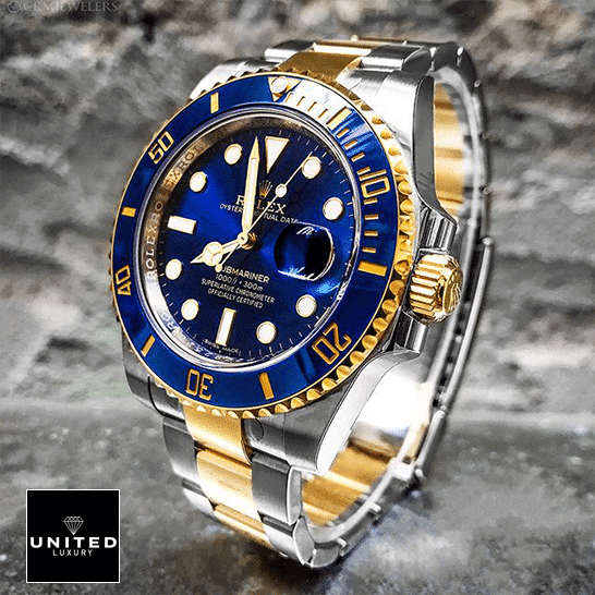 Rolex Submariner Date 16613 Rolex Submariner Date Two Tone Blue Dial 16613 Replica on the table